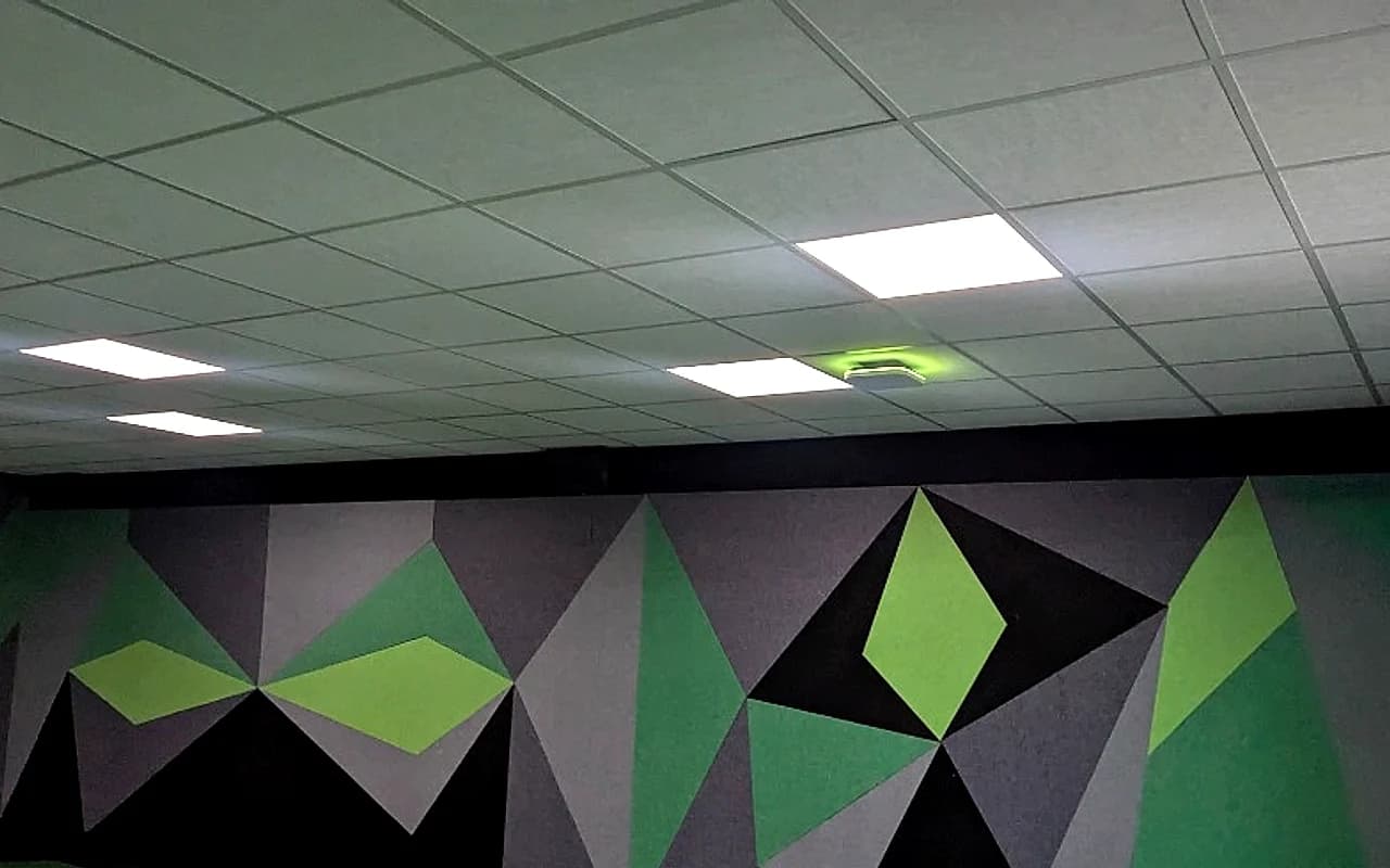 Paneles LED 60x60 empotrados en falso techo registrable con alumbrado de emergencia y control DALI en Valencia