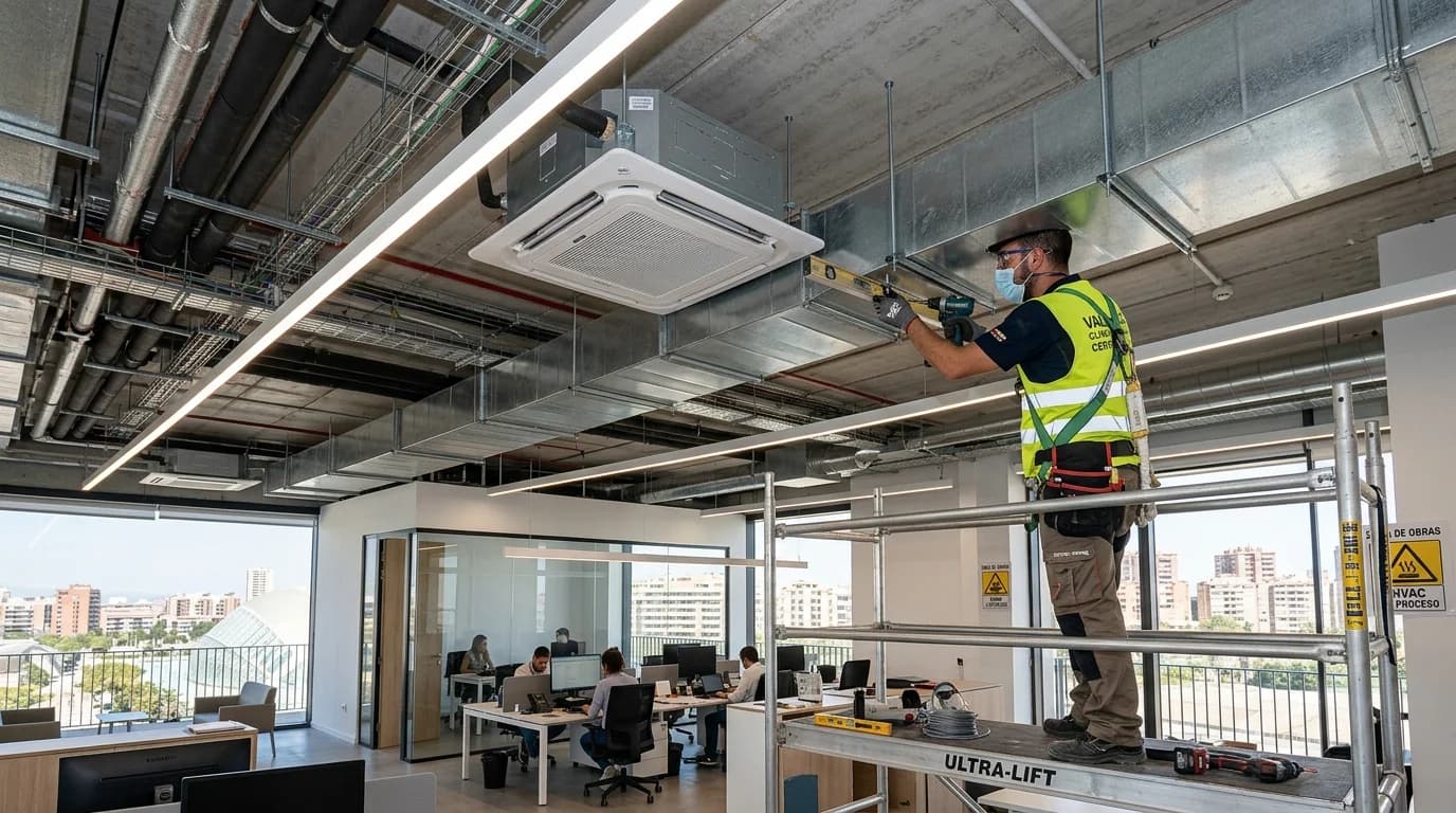 Instalación de climatización por conductos y cassettes en Valencia